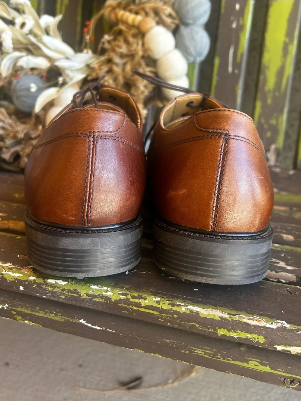 Dockers Men's Tan/Brown Leather Cap-Toe Derby dress shoes sz 13